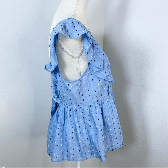 Ann Taylor Blue Peasant Ruffle Blouse - Picture 3 of 8